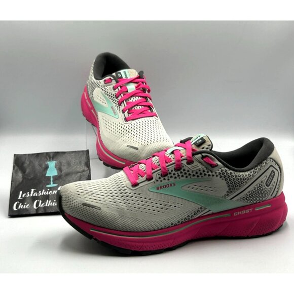 Brooks Ghost 14 Women's Oyster/Yucca/Pink Running Shoes Sneakers Size 9.5 3219 - Picture 9 of 16